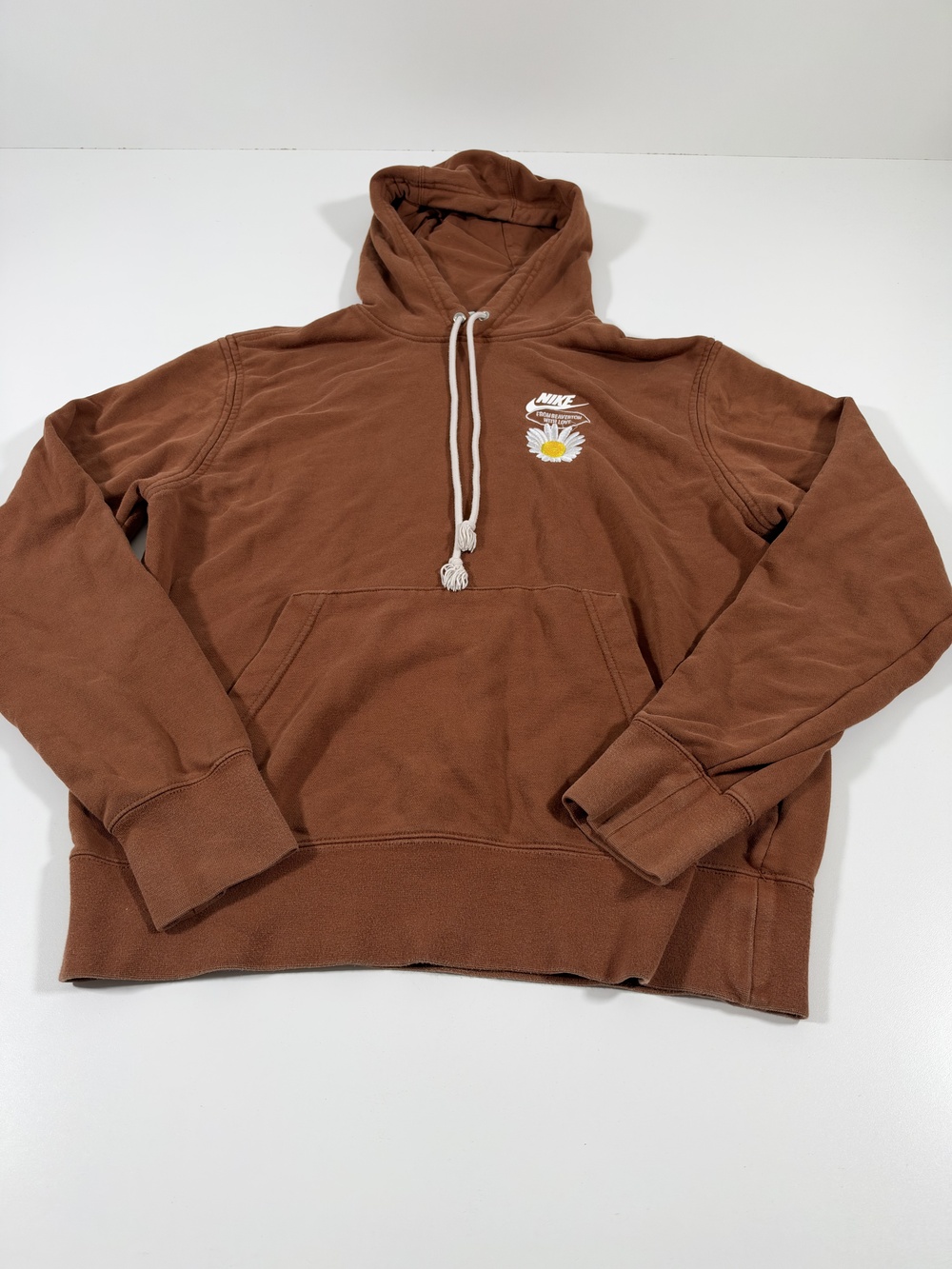 Nike Hoodie Mens Medium Brown Fleece Pullover Have A Nike Day Daisy DM4092-204